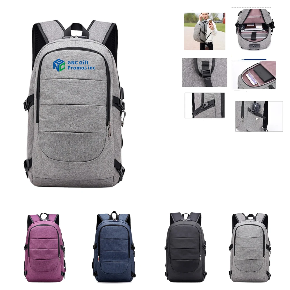 New USB Charging Commuter Backpack 11.4" x 19.3" x 5.5" 1
