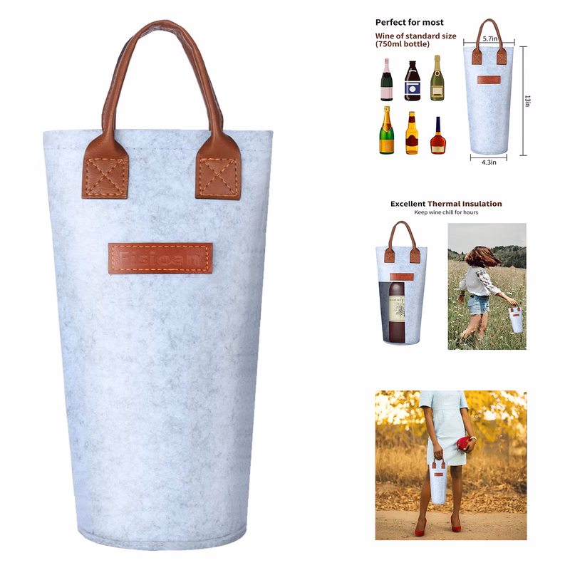 Wine Tote Padded Single Bottle Carrier Bag