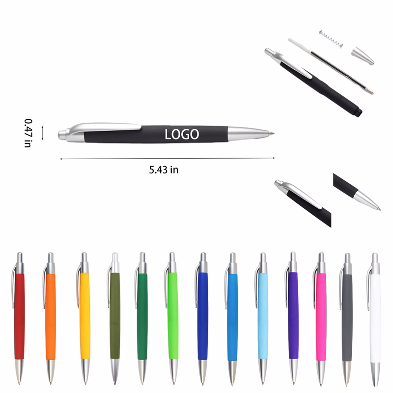 Colored Rubber Grip Ballpoint Pen