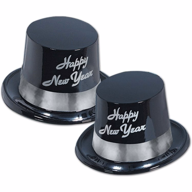 Topper Hats - Black & Silver One Size