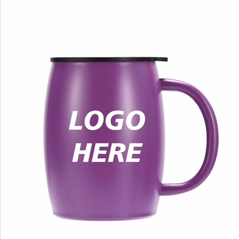 Custom 14 oz Double Wall Coffee Cups With Lid & Handle