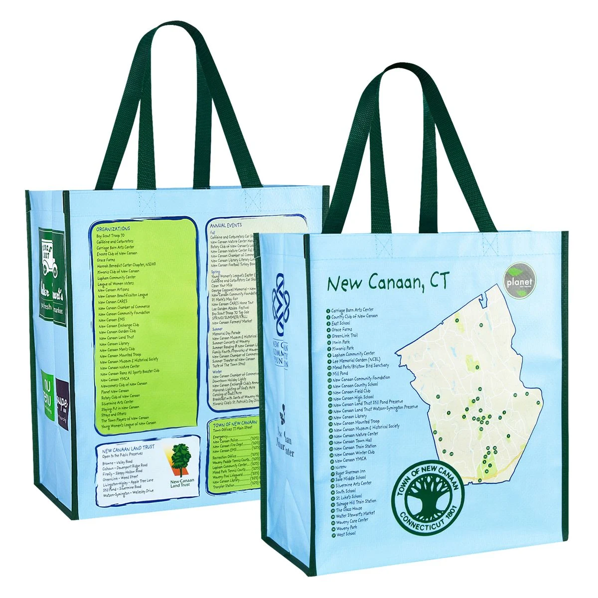 Custom Full-Color Laminated Woven Promotional Tote Bag 13"x15"x8 1