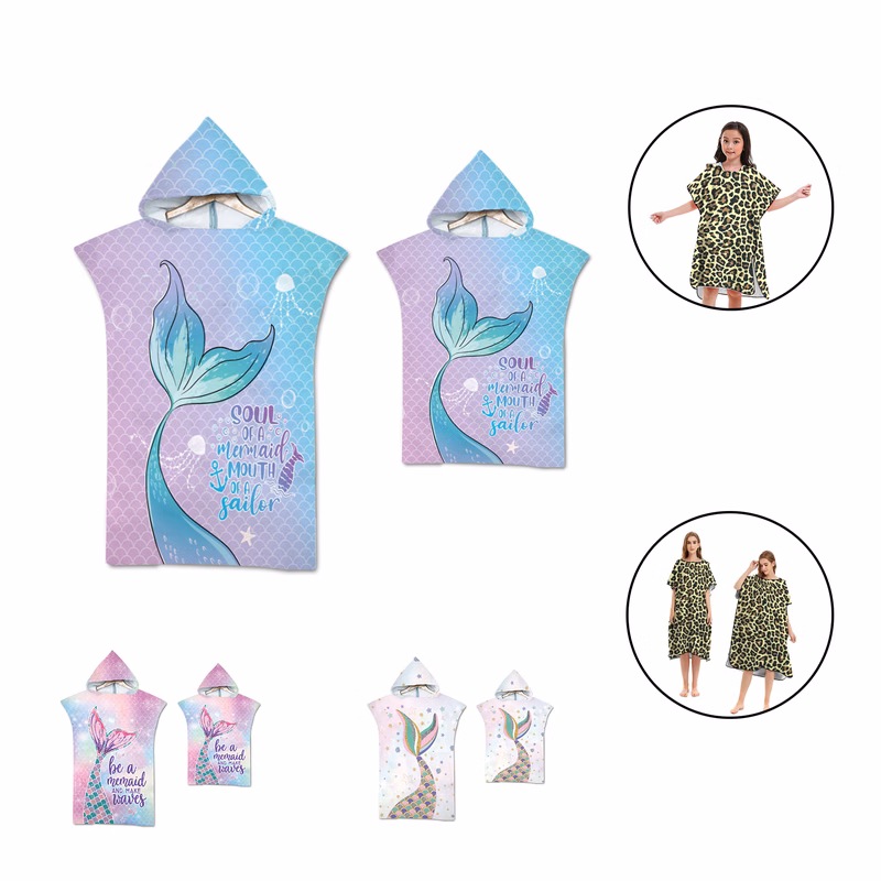 Microfiber Beach Towel with Hood for Adult Kids