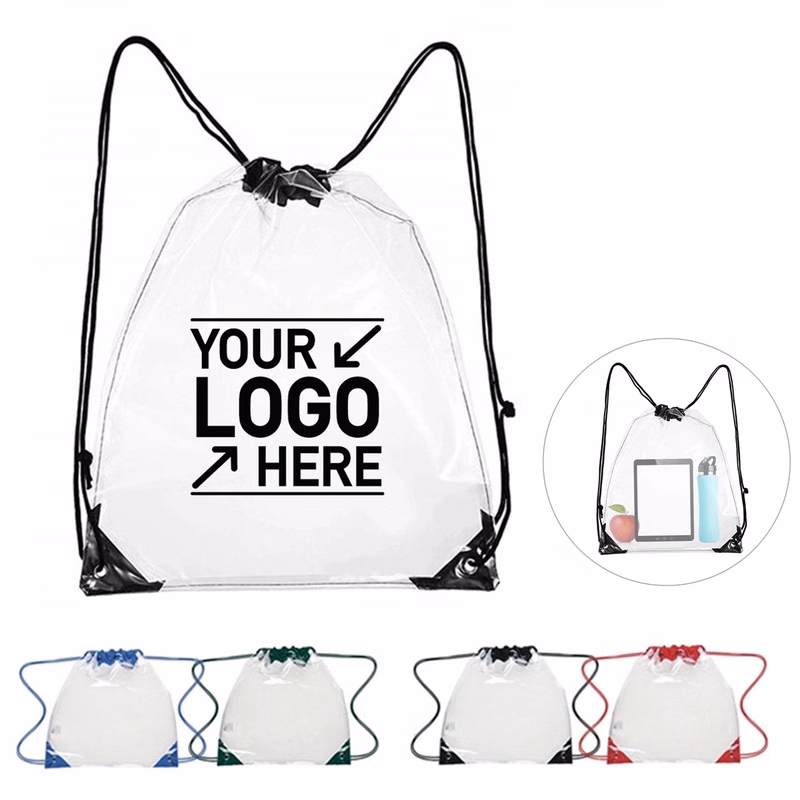 Clear PVC Drawstring Backpack w/ Matching Cinch Bag