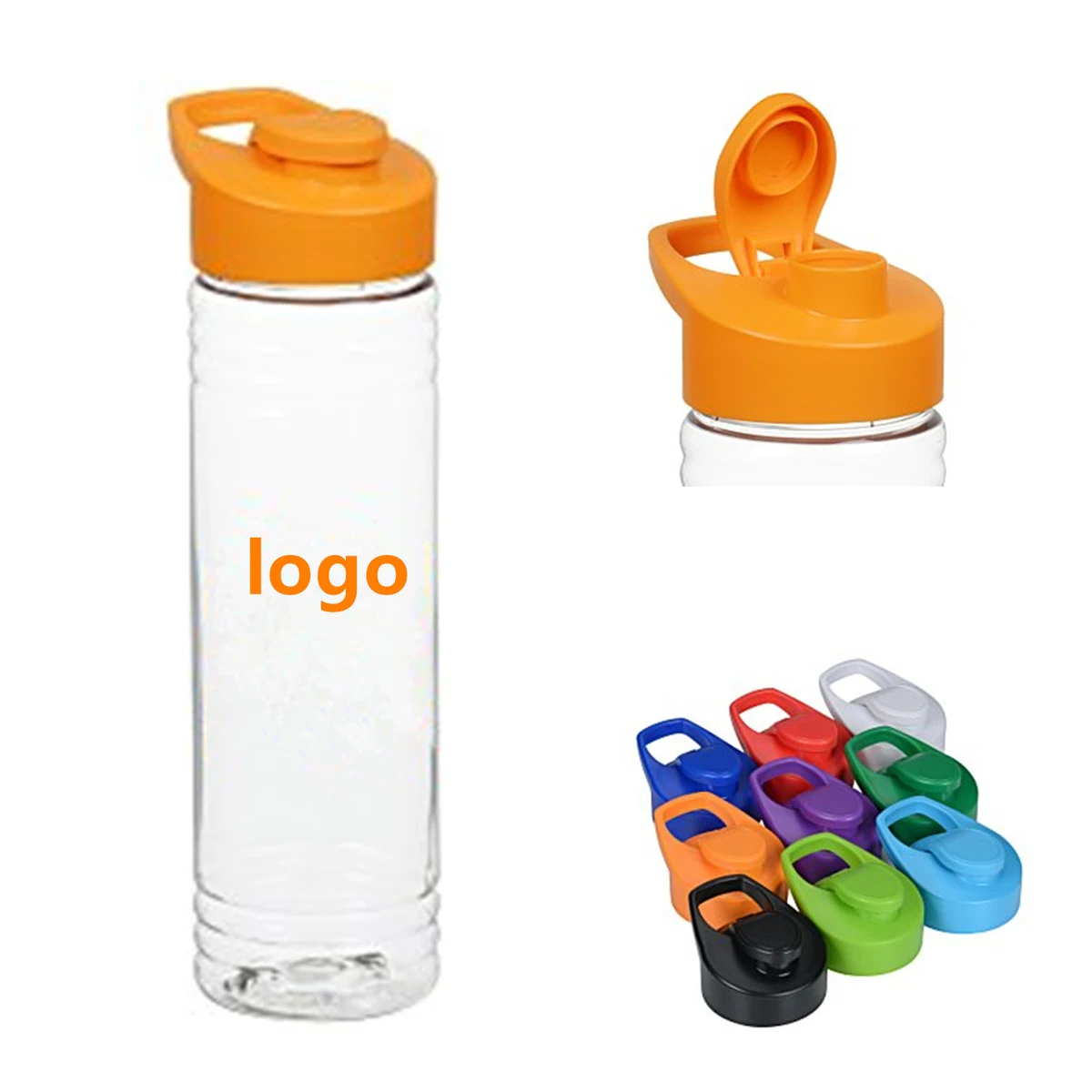 Clear Impact Water Bottle with Flip Carry Lid 1