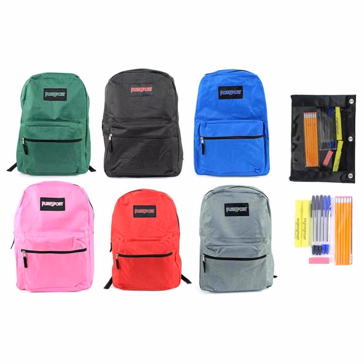 17" Backpack & High School Supply Kit Combo - 15 Piece Black