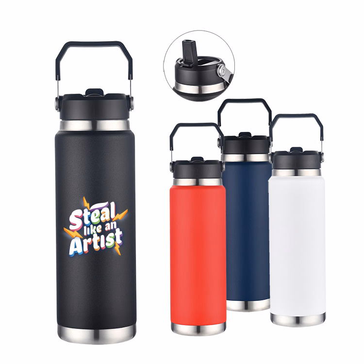 30 oz. Vacuum Bottle with Built-in Straw and Carry Handle