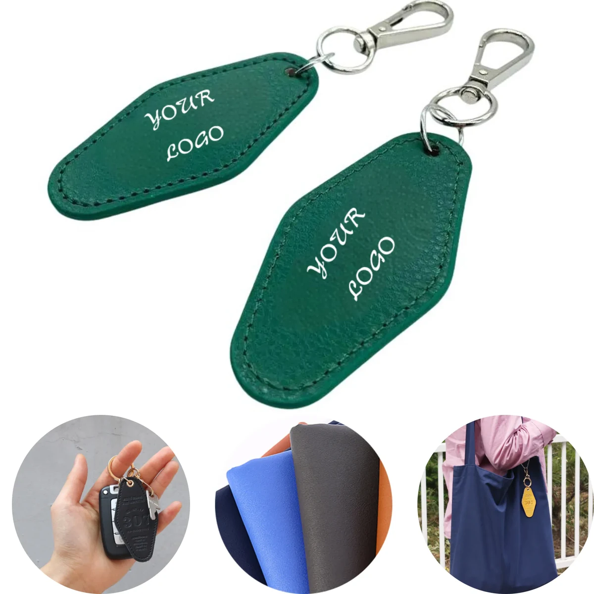 Diamond-shaped lychee grain leather double-sided hot stamped 1