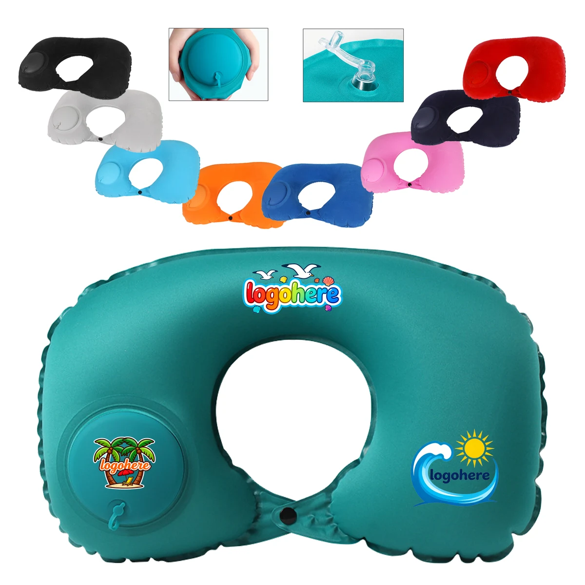 Flocking Inflatable Neck Pillow 1