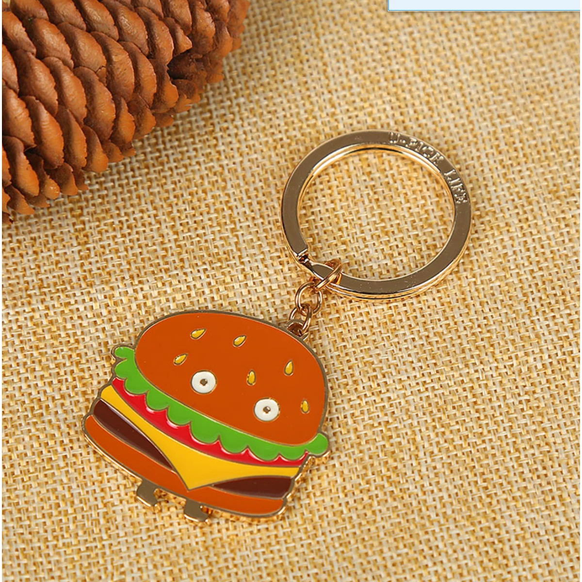 Metal Hamburger Keychains 1
