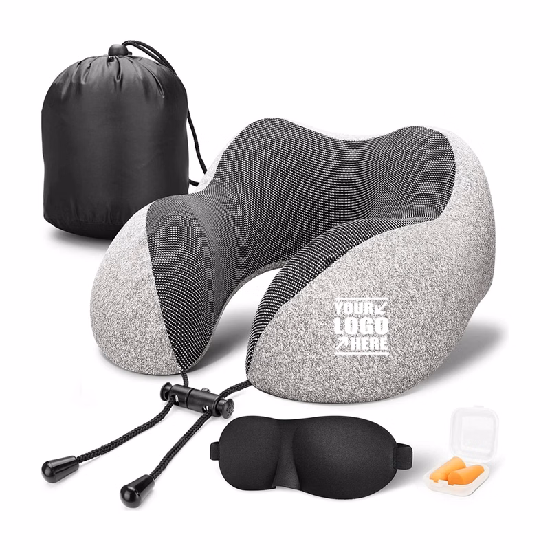 Travel Memory Foam Neck Pillow With Airplane Travel Kit