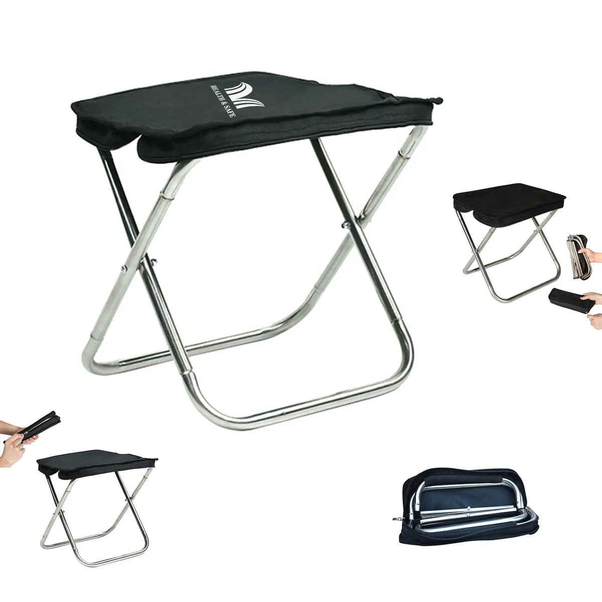 Portable Folding Stool Camping Chair with Storage Bag 1