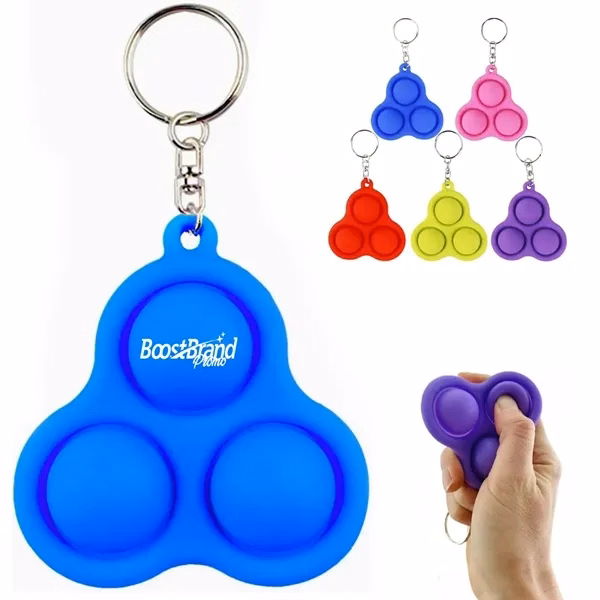 Custom Triple Dimple Silicone Fidget Keychain — Stress Relief Sensory Toy