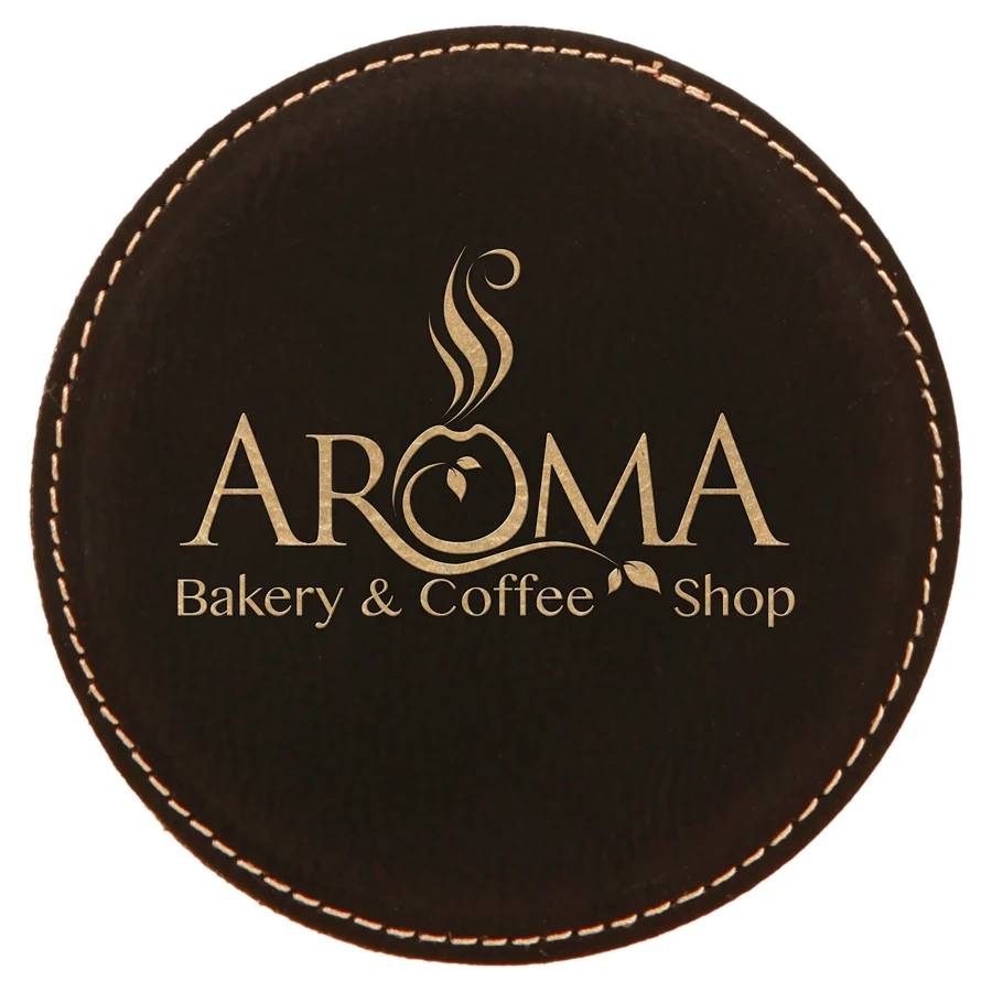 Laser Engraved Leatherette Round Coasters (4") 1