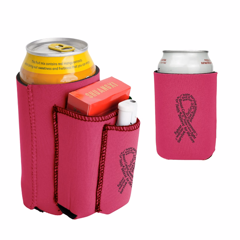 12 Oz Can Kooler w/ Pockets & Custom Logo - 3mm Neoprene
