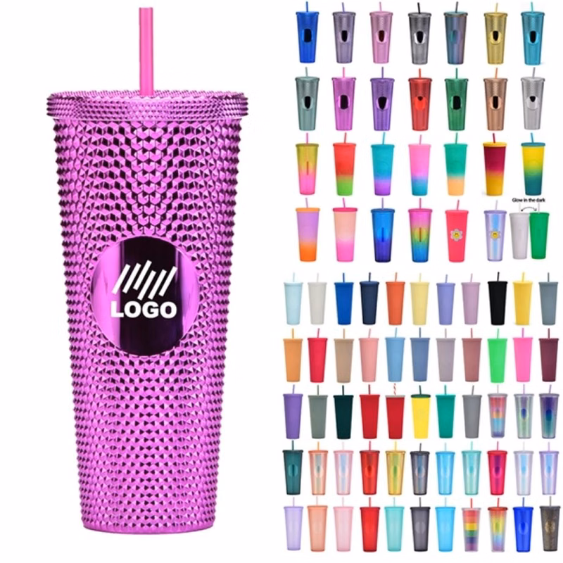 24oz Studded Tumbler with Leak Proof Lid and Straw