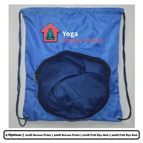Full Sublimation Polyester Drawstring Bag With Circular Mesh Pocket 1