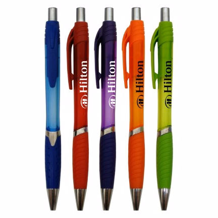 "Lucky" Translucent Click Pens w/ Colored Trim