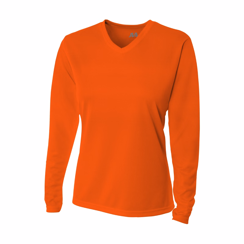 A4 Long Sleeve V-Neck Bird's Eye Mesh Tee