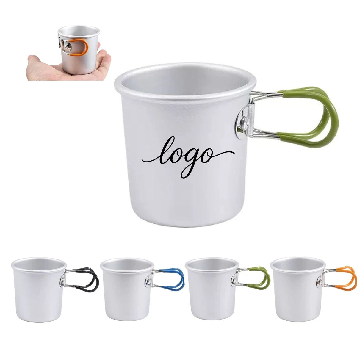 5 OZ Custom Aluminum Camping Mug with Folding Handles 1