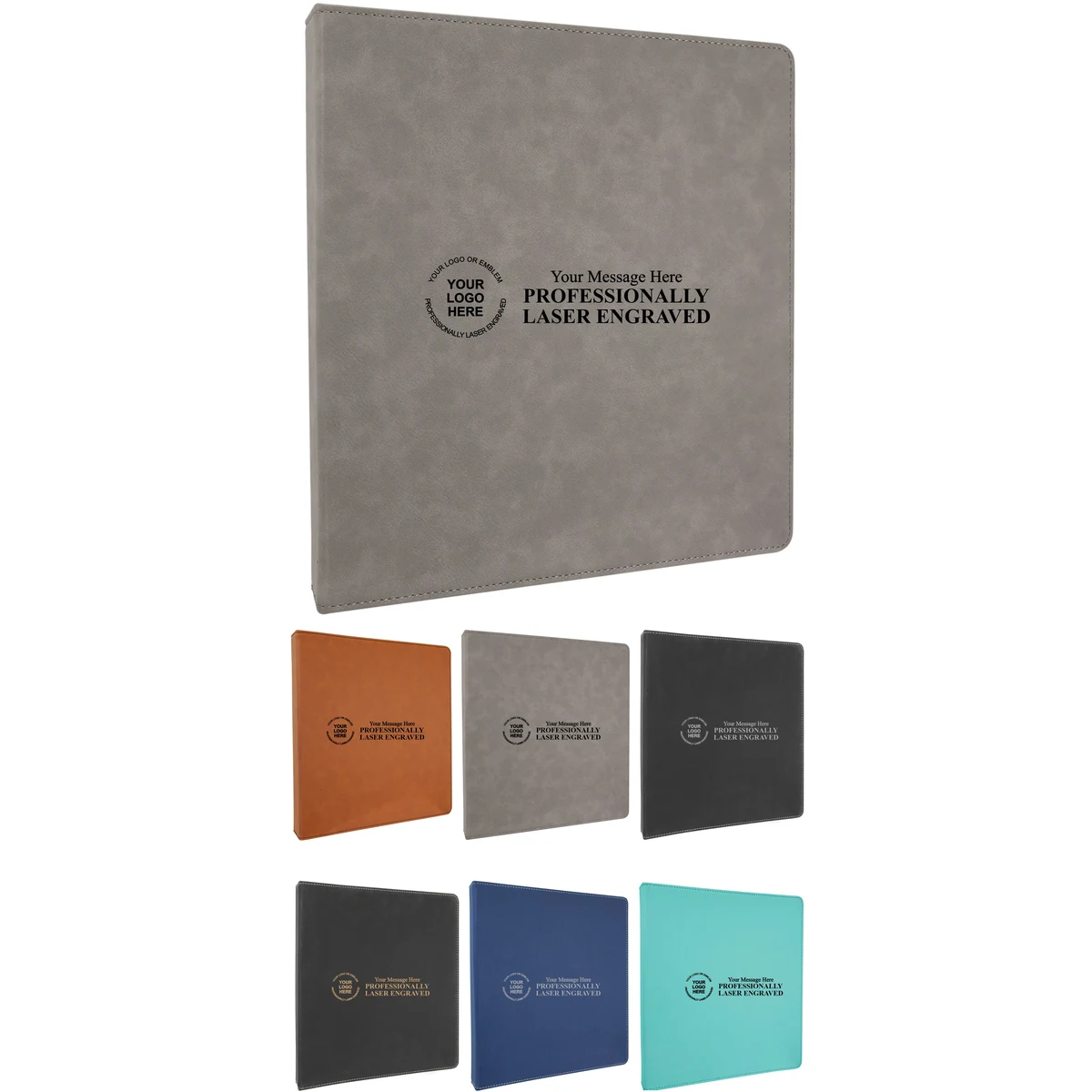 10 1/2" x 11 1/2" Leatherette 3 Ring Binder w/1" Slant Rings 1