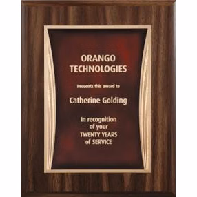 7" x 9" Walnut Finish Plaque with a Red Showtime Plate