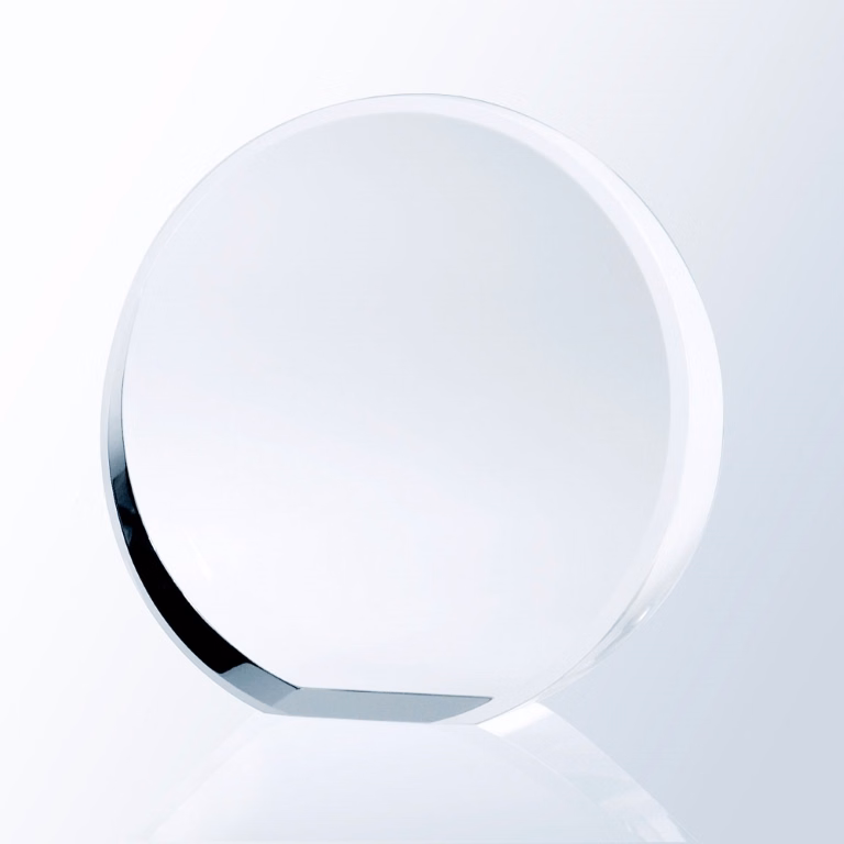 Beveled Circle Optic Crystal Award - Large