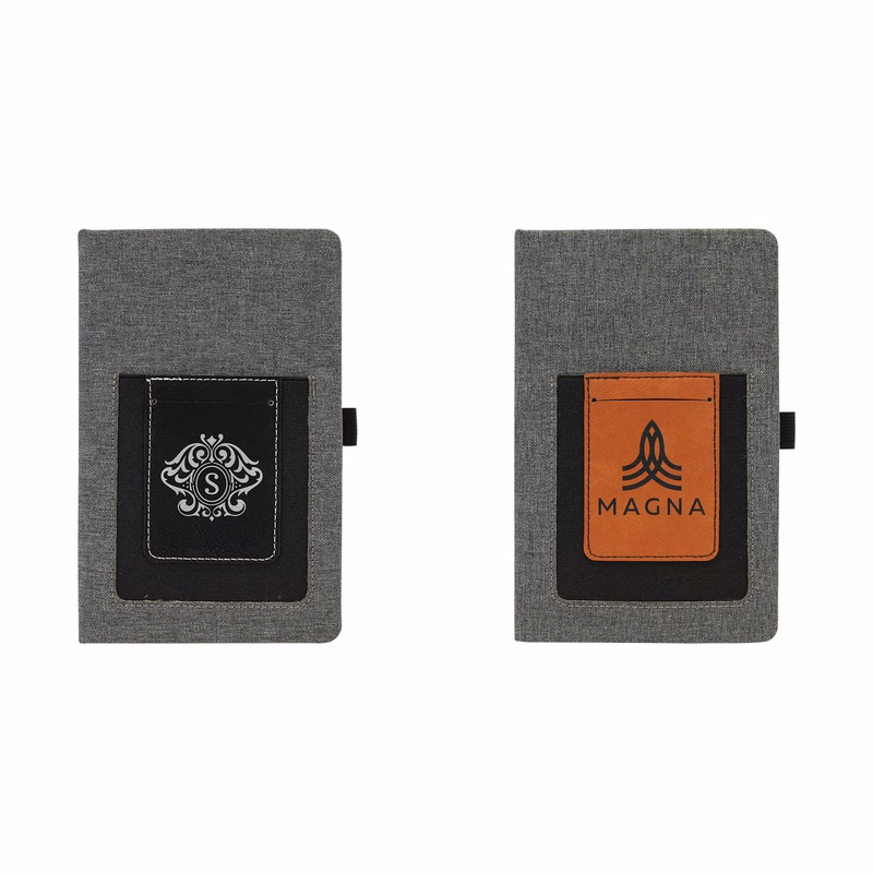 5 1/4" x 8 1/4" With Leatherette Journal with Cell/Card Slot