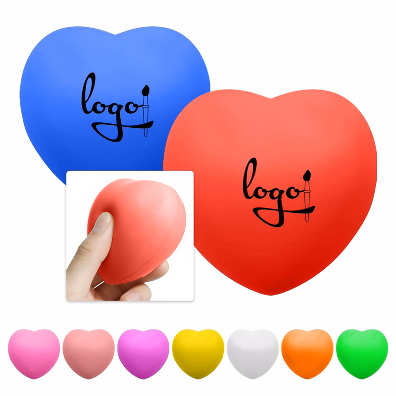PU Foam Heart Shaped Pressure Relief Squeeze Toy Ball