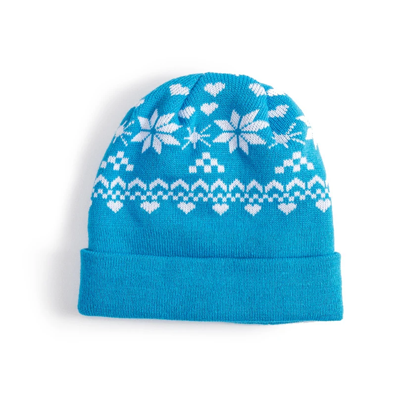 Jacquard Weave Knit Beanie With Cuff 1