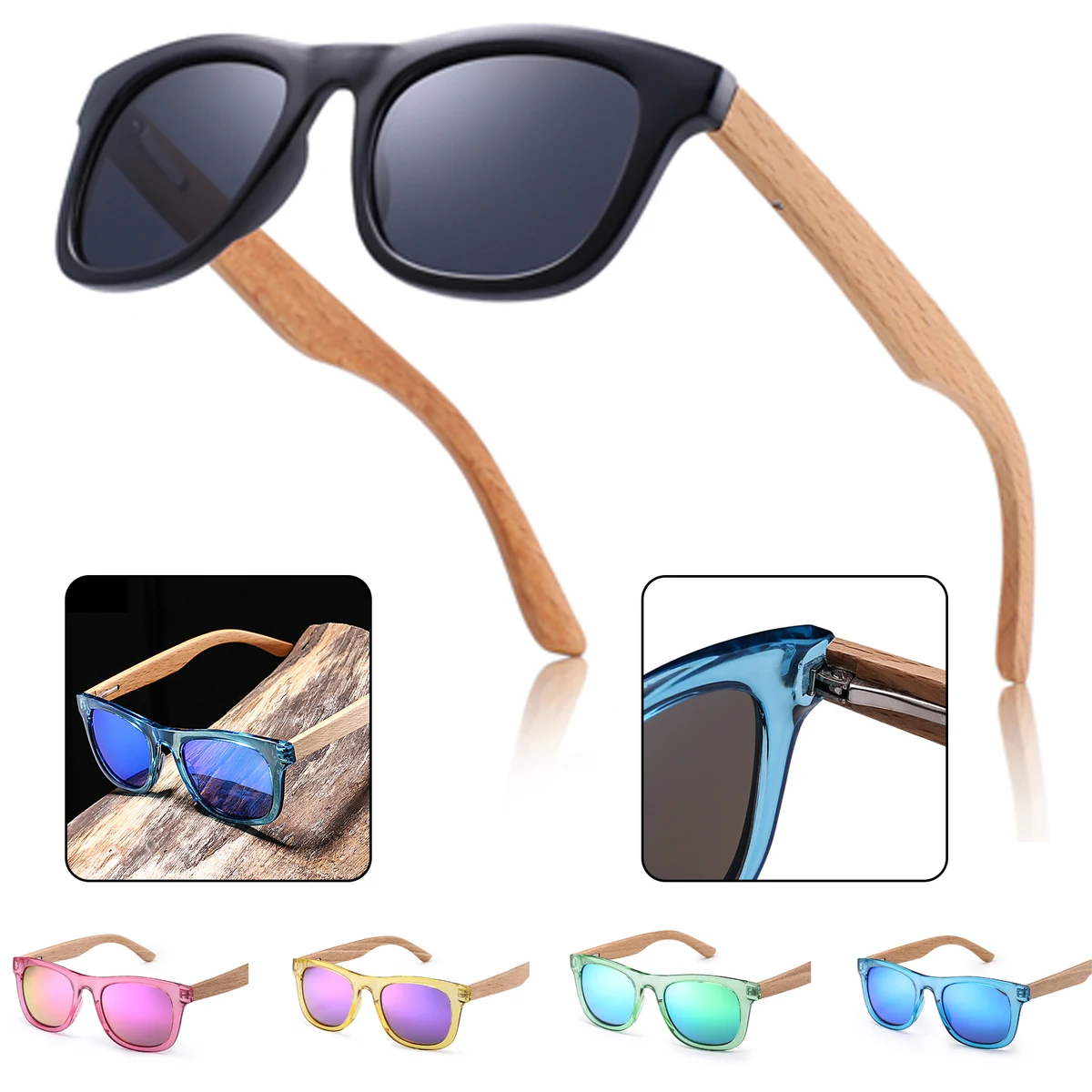Children Wooden Frame Sunglasses 1