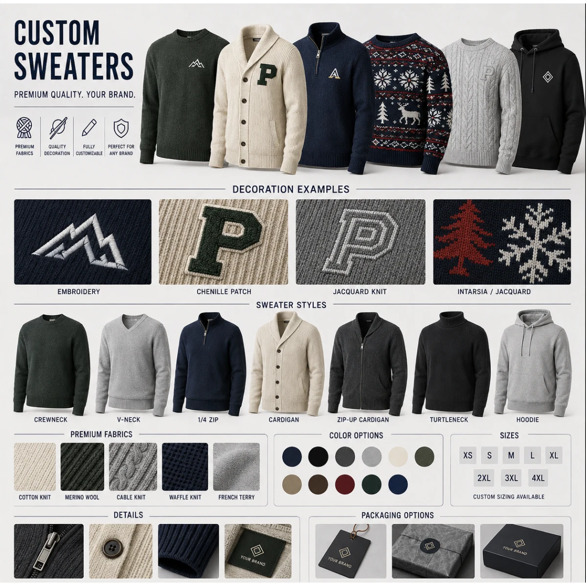Custom Sweaters - organic cotton - jacquard - cardigan or crewneck 1