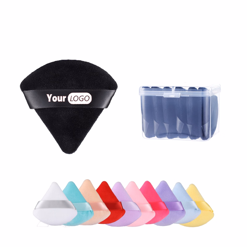 Triangle Powder Puffs Soft Velour Makeup with Case 6PCS
