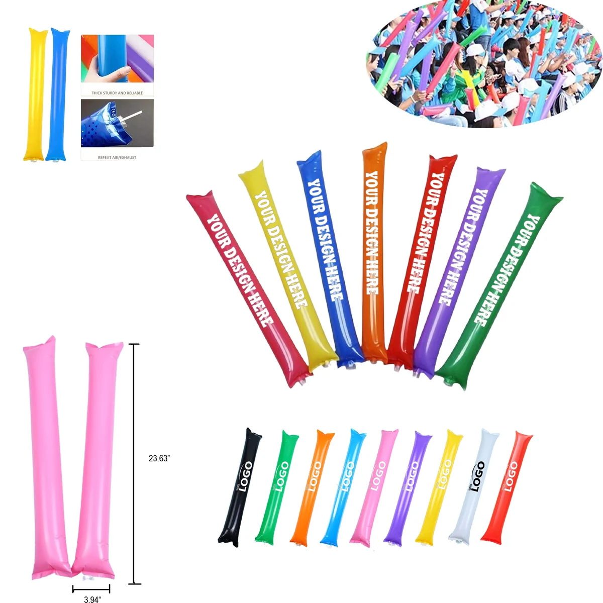 Thicken Inflatable Cheering Bam Thunder Sticks MOQ50 1