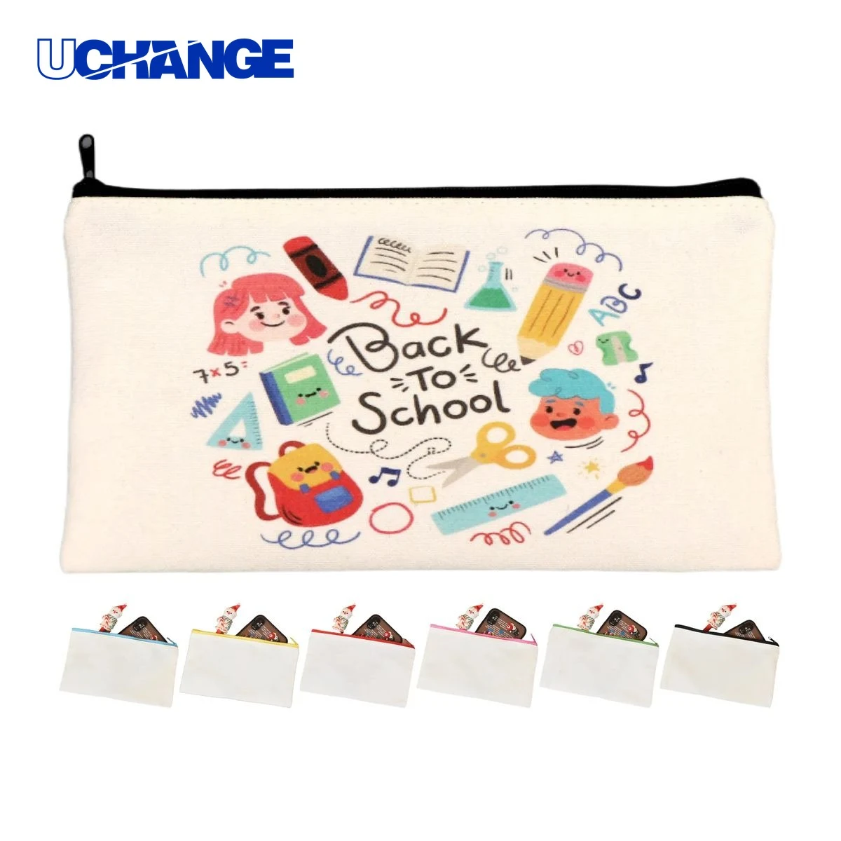 Multipurpose Canvas Zippered Pencil Case Organizer 1