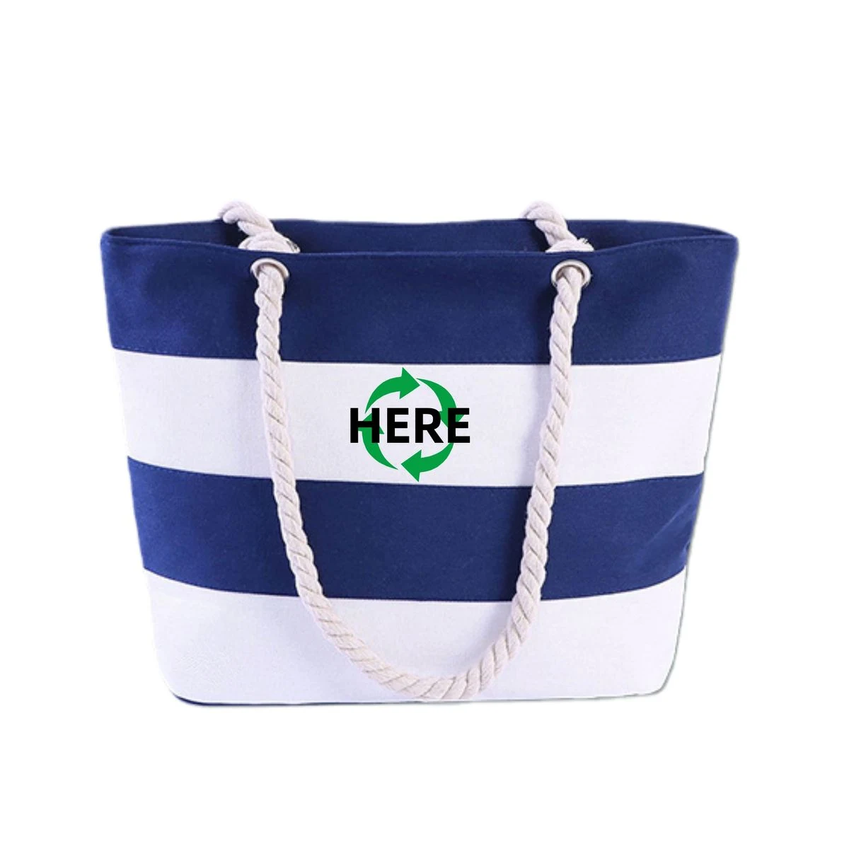 Large Beach Tote bags With Cotton Rope Handles, custom tote bag with logo imprint 1