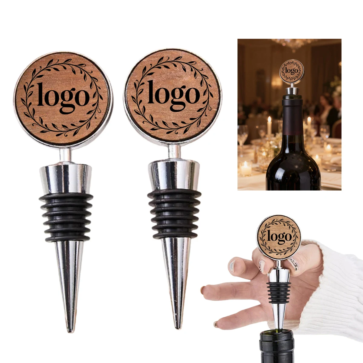 Sleek Custom Wooden Wine Stopper MOQ25 1