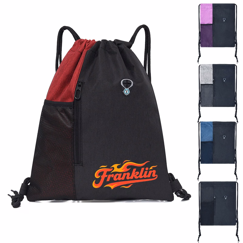 MOQ50 Nylon Colorblock Drawstring Bag