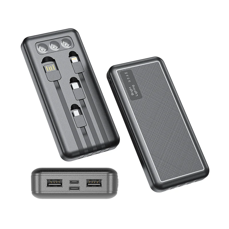 Power Bank with LED flashlight and 4 Built-in Cable - 10000mAh 1