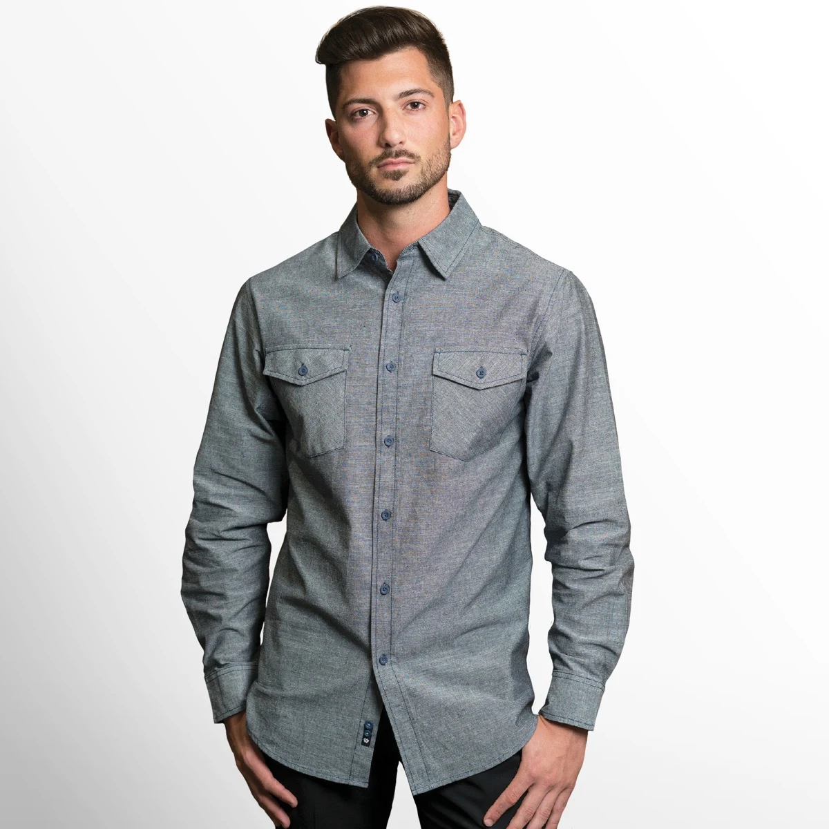 Burnside Men's Chambray Long Sleeve Shirt 1