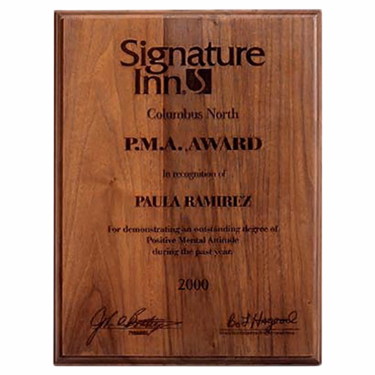 Genuine Walnut Engraved Plaque