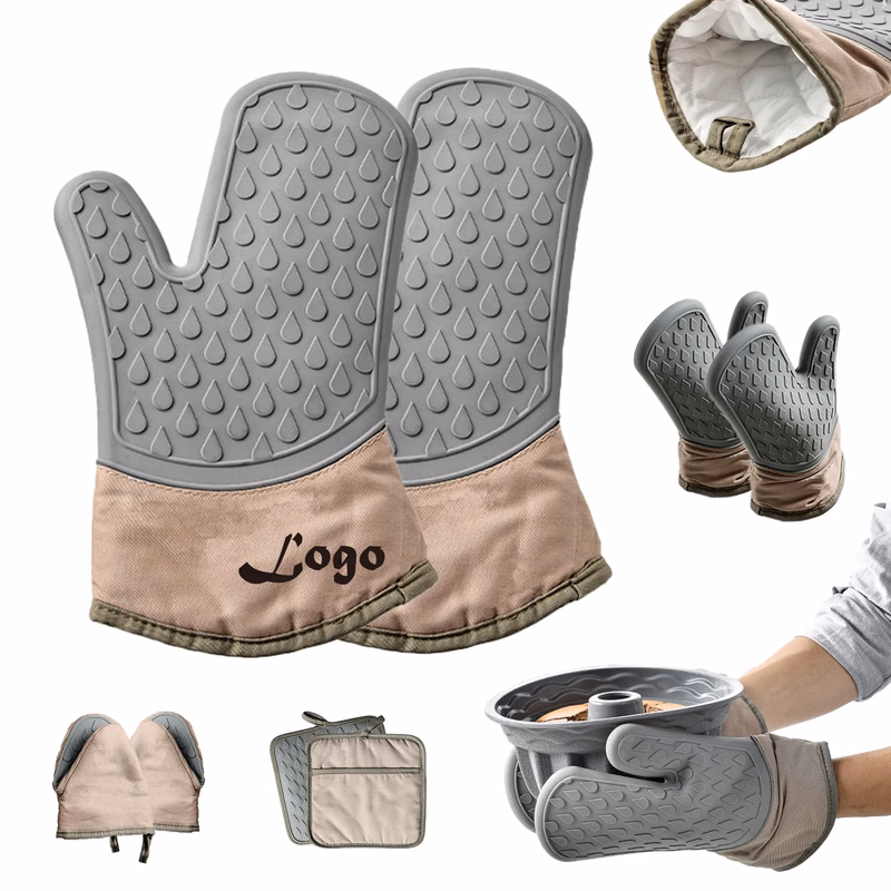 Grey Silicone Oven Mitt