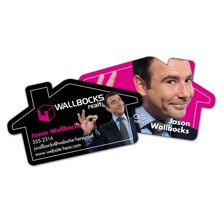 Extra-Thick UV-Coated (1S) House Shaped Paper Business Card - B. Unique Shape (3.5x2) - 14 pt. 1