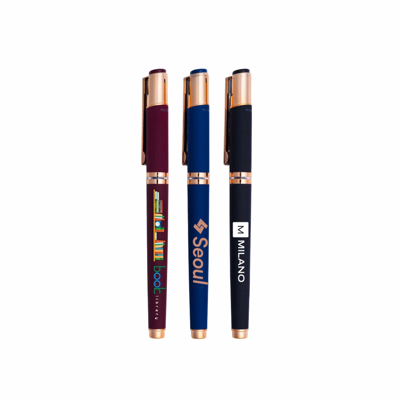 Satin Soft Touch Earl Gel Pen - Rose Gold Accents (Recycled Material)