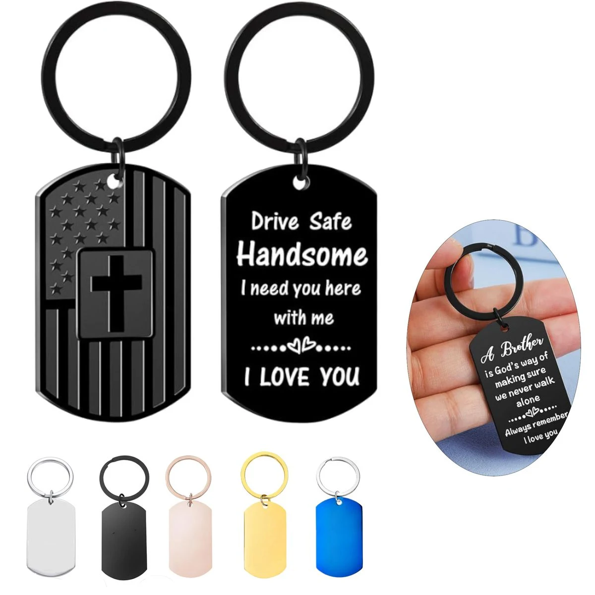 2 Sides Custom Stainless Steel Keychain 1