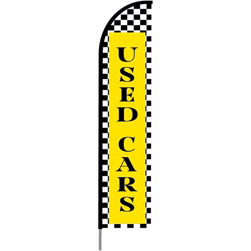 Used Cars Sign(Yellow) Flag Kit 15' Feet Feather Flag Sign sale flag Outdoor Banner