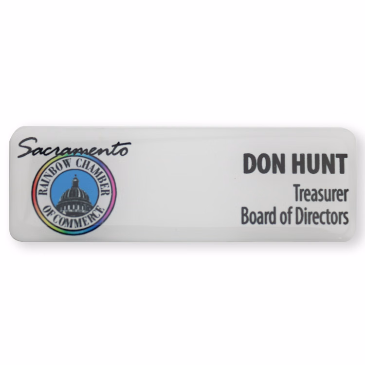 Domed Metal Name Badge 1" x 3"