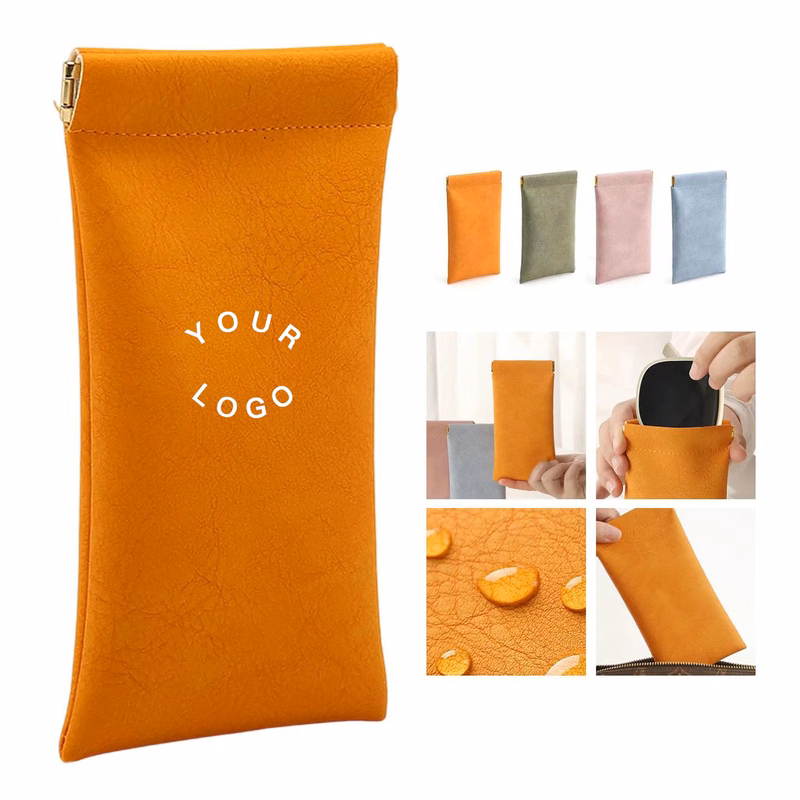 PU Leather Eyeglass Pouch with Metal Closure
