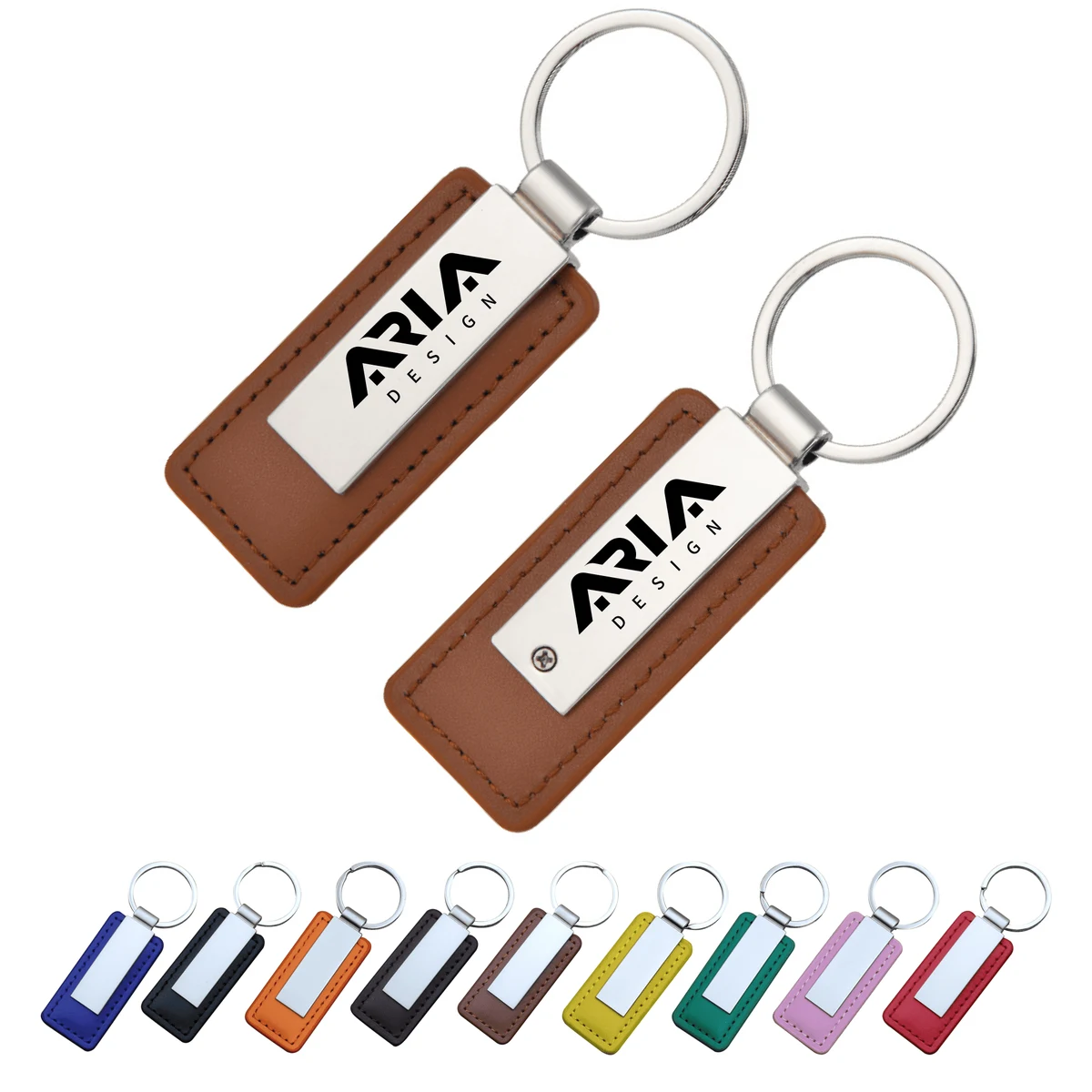 Metal Inserts Leather Keychain 1