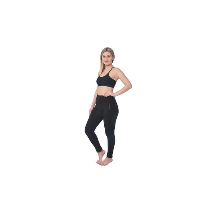 Women's High Waist Performance Sport Leggings - Black Large Zip Pocket 1